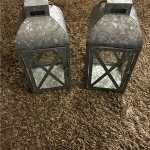 Galvanized Metal Lanterns - Set of 2
